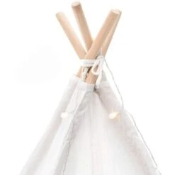 Tenda Tipi Bambini Montessori Robincool Koda 120x120x150 Cm Pieghevole Uso Interno E Esterno In Tessuto Bianco Luci Tappeto -Cameretta Per Bambini 81222101 3