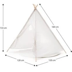 Tenda Tipi Bambini Montessori Robincool Koda 120x120x150 Cm Pieghevole Uso Interno E Esterno In Tessuto Bianco Luci Tappeto -Cameretta Per Bambini 81222101 4