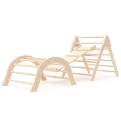 Palestra Per Bambini Montessori Metodo Pikler Robincool Climb 66x84,5x73,2 Cm In Legno Ecologico Con Arco Rampicante E Scivolo