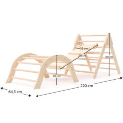 Palestra Per Bambini Montessori Metodo Pikler Robincool Climb 66x84,5x73,2 Cm In Legno Ecologico Con Arco Rampicante E Scivolo -Cameretta Per Bambini 81222103 4