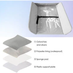 Hengda Fasciatoio Pieghevole Portatile, Bagnetto Cambio Pannolini Per Bambini Neonati, Con Ruote E Cesto Portaoggetti, Grigio -Cameretta Per Bambini 81257214 4