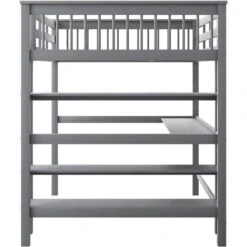 Letto Per Bambini 140 X 200 Cm Letto In Legno Grigio Con Ripostiglio E Scrivania, Protezione Anticaduta -Cameretta Per Bambini 81608842 5