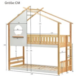 Letto Per Bambini 90x200cm Letto A Castello Con Scala E Telaio In Pino, Naturale+Bianco 11 Letto Per Bambini 90x200cm Letto A Castello Con Scala E Telaio In Pino, Naturale+Bianco -Cameretta Per Bambini 81608870 5