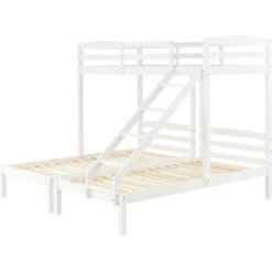 Letto Per Bambini 90 X 200 Cm Letto Triplo In Legno Con Scala Laterale, Bianco 9 Letto Per Bambini 90 X 200 Cm Letto Triplo In Legno Con Scala Laterale, Bianco -Cameretta Per Bambini 81608872 3