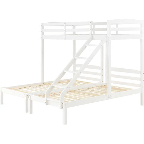 Letto Per Bambini 90 X 200 Cm Letto Triplo In Legno Con Scala Laterale, Bianco 5 Letto Per Bambini 90 X 200 Cm Letto Triplo In Legno Con Scala Laterale, Bianco - immagine 3