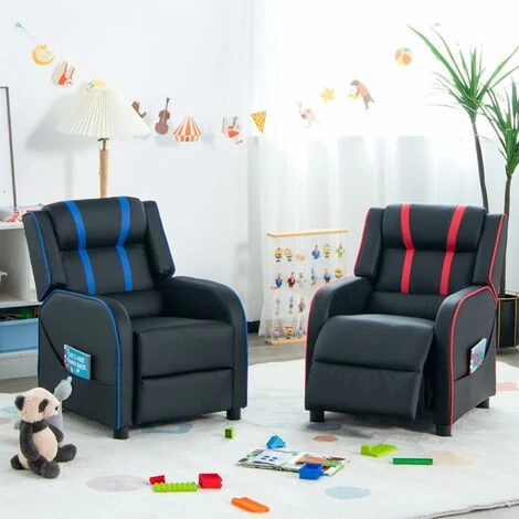 DREAMADE Sedia Reclinabile Per Bambini, Sedia Divano Reclinabile Imbottita, Divano Per Bambini In Pelle PU Con Schienale E Poggiapiedi Regolabil 2 Tasche Laterali, Altezza Seduta 35 Cm (Red) 4 DREAMADE Sedia Reclinabile Per Bambini, Sedia Divano Reclinabile Imbottita, Divano Per Bambini In Pelle PU Con Schienale E Poggiapiedi Regolabil 2 Tasche Laterali, Altezza Seduta 35 Cm (Red) - immagine 2