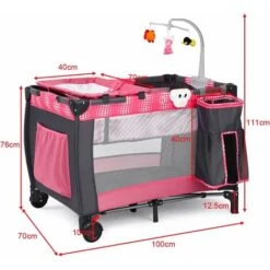 DREAMADE 3 In 1 Lettino Da Campeggio Per Bambini, Letto Pieghevole Con Fasciatoio, Giocattolo Appeso E Carillon, Culla Co-Sleeping Per Bambini Tra 0-36 Mesi (Pink) 11 DREAMADE 3 In 1 Lettino Da Campeggio Per Bambini, Letto Pieghevole Con Fasciatoio, Giocattolo Appeso E Carillon, Culla Co-Sleeping Per Bambini Tra 0-36 Mesi (Pink) -Cameretta Per Bambini 81846751 5