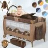 Lettino Da Viaggio - 126 X 66 X 82cm, Pieghevole, Con Fasciatoio, Borsa Da Trasporto E Arco Da Gioco, Apertura Laterale, Marrone -Cameretta Per Bambini 82180957 1