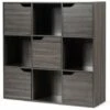 RELAX4LIFE Libreria A 9 Cubi Con 5 Ante, Scaffale Espositore In Legno Per Decorazioni, Armadio Credenza Moderna A 3 Ripiani, 90 X 29 X 90 Cm (Grigio) -Cameretta Per Bambini 82192715 1