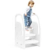 Leogreen Sgabello A 3 Gradini Per Bambini, Sedile Per Addestramento Per WC, Scaletta Alzabimbo Antiscivolo, Regolabile In Altezza, In Plastica, Adatta Per Cucina Bagno (Bianco) -Cameretta Per Bambini 82239159 1