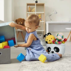 Relaxdays Box Portagiocattoli, Cesta Portaoggetti, In Feltro, Pieghevole, HxLxP: 24x27x18 Cm, Design Volpe, Arancione -Cameretta Per Bambini 82433079 3