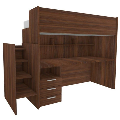 WOODYSCRIV - Letto A Castello Con Scrivania E Cassettiera, Scaletta A Giorno Indipendente. - Noce Caracalla 3 WOODYSCRIV - Letto A Castello Con Scrivania E Cassettiera, Scaletta A Giorno Indipendente. - Noce Caracalla