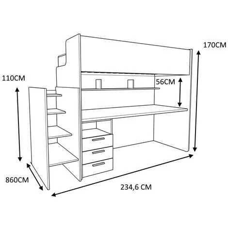 WOODYSCRIV - Letto A Castello Con Scrivania E Cassettiera, Scaletta A Giorno Indipendente. - Noce Caracalla 4 WOODYSCRIV - Letto A Castello Con Scrivania E Cassettiera, Scaletta A Giorno Indipendente. - Noce Caracalla - immagine 2