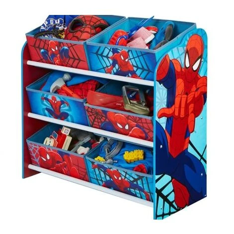 Scaffale Multicontenitore Portagiochi Spiderman Rosso E Blu 4 Scaffale Multicontenitore Portagiochi Spiderman Rosso E Blu - immagine 2