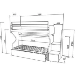 GSMINIC - Letto A Castello Scorrevole Con Cassettoni Estraibili Indipendenti Con Scaletta A Cassetti - Bianco E Rovere Rock -Cameretta Per Bambini 83737715 3