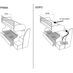 GSMINIC - Letto A Castello Scorrevole Con Cassettoni Estraibili Indipendenti Con Scaletta A Cassetti - Bianco E Rovere Rock -Cameretta Per Bambini 83737715 5