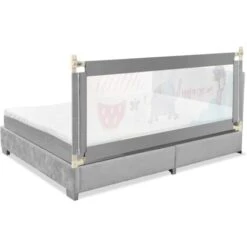 COSTWAY Barriera Letto Per Bambini, Sponda Di Sicurezza Con Doppio Blocco Di Sicurezza Per Bambini, Con Sollevamento Verticale, Lunghezza 174 Cm (Grigio Scuro)