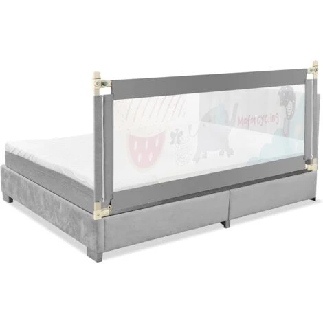 COSTWAY Barriera Letto Per Bambini, Sponda Di Sicurezza Con Doppio Blocco Di Sicurezza Per Bambini, Con Sollevamento Verticale, Lunghezza 174 Cm (Grigio Scuro) 3 COSTWAY Barriera Letto Per Bambini, Sponda Di Sicurezza Con Doppio Blocco Di Sicurezza Per Bambini, Con Sollevamento Verticale, Lunghezza 174 Cm (Grigio Scuro)