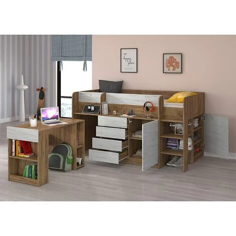 LETTO MOBILE CASS. SCRITTOIO SMILE P 204x 112x112cm LATO DESTRO ROVERE BIANCO GREZZO 7 LETTO MOBILE CASS. SCRITTOIO SMILE P 204x 112x112cm LATO DESTRO ROVERE BIANCO GREZZO - immagine 5