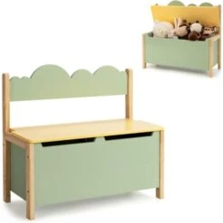 RELAX4LIFE Cassapanca Contenitore In Legno Con Scatola Portaoggetti, Scatola Dei Giocattoli Per Bambini Adatta Per Casa E Scuola (Modello 2)