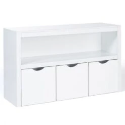 Libreria Per Bambini MANA In Legno Bianco Con 3 Cassetti Cubici Su Rotelle -Cameretta Per Bambini 85683975 3
