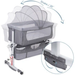 Culla Da Viaggio Culla Per Bambini Con Materasso Morbido, Con Rotelle Con Zanzariera, Regolazioni In Altezza,93 57 71-88 Cm - Nero 11 Culla Da Viaggio Culla Per Bambini Con Materasso Morbido, Con Rotelle Con Zanzariera, Regolazioni In Altezza,93 57 71-88 Cm - Nero -Cameretta Per Bambini 86473294 5