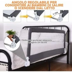 DREAMADE Sponda Letto Per Bambini 100/120/150cm, Barriera Di Sicurezza, Traspirante E Pieghevole, Sbarra Letto Per Dormire In Sicurezza (100 X 41 X 42 Cm, Grigio) -Cameretta Per Bambini 86878920 3