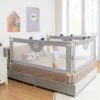 DREAMADE Sponda Letto Per Bambini, Barriera Protettiva Con Doppio Blocco Di Sicurezza Per Bambini, Altezza Regolabile A 24 Livelli, Lunghezza 145/174 Cm (174CM, Orso) -Cameretta Per Bambini 86878935 1