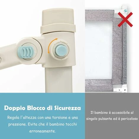 DREAMADE Sponda Letto Per Bambini, Barriera Protettiva Con Doppio Blocco Di Sicurezza Per Bambini, Altezza Regolabile A 24 Livelli, Lunghezza 145/174 Cm (174CM, Orso) 5 DREAMADE Sponda Letto Per Bambini, Barriera Protettiva Con Doppio Blocco Di Sicurezza Per Bambini, Altezza Regolabile A 24 Livelli, Lunghezza 145/174 Cm (174CM, Orso) - immagine 3