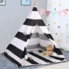 Tenda Da Gioco Indiana Per Bambini, Tenda Teepee Pieghevole Capanna Naturale Con Tappetino Tenda Da Interno Ed Esterno Per Bambini Color Zebra -Cameretta Per Bambini 87105738 1