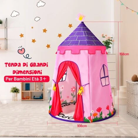 COSTWAY Tenda Da Gioco Per Bambini, Tenda Per Bambini Con Borsa Da Trasporto, Ideale Per Bambini 3 Anni+, 108x158 Cm (Rosa) 7 COSTWAY Tenda Da Gioco Per Bambini, Tenda Per Bambini Con Borsa Da Trasporto, Ideale Per Bambini 3 Anni+, 108x158 Cm (Rosa) - immagine 5