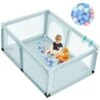 COSTWAY Box Per Bambini, Centro Attività Portatile E Sicuro Per Bambini, Box Colorato Con Cancello, Recinto Extra Per Interno Ed Esterno Con Rete Traspirante Durevole (Blu) -Cameretta Per Bambini 87900471 1
