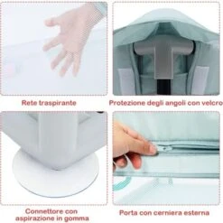 COSTWAY Box Per Bambini, Centro Attività Portatile E Sicuro Per Bambini, Box Colorato Con Cancello, Recinto Extra Per Interno Ed Esterno Con Rete Traspirante Durevole (Blu) -Cameretta Per Bambini 87900471 3
