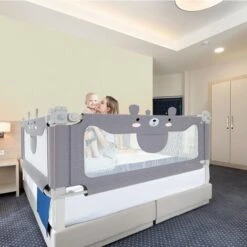 Sponde E Barriere Anticaduta Letto Protezione Per Il Letto 150cm Ringhiera Baby Ringhiera Di Sicurezza Anticaduta Regolabile In Altezza (Grigio, Orsetto) HENGMEI -Cameretta Per Bambini 88136597 4
