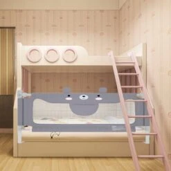 Sponde E Barriere Anticaduta Letto Protezione Per Il Letto 150cm Ringhiera Baby Ringhiera Di Sicurezza Anticaduta Regolabile In Altezza (Grigio, Orsetto) HENGMEI -Cameretta Per Bambini 88136597 5