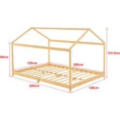 Letto Per Cameretta 'Vindafjord' A Forma Di Casetta Con Zona Di Riposo 120x200 Cm Letto 1 Piazza E Mezza Per Bambini - Bambù Color Naturale [en.casa] -Cameretta Per Bambini 88510090 3