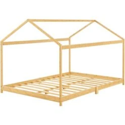 Letto Per Cameretta 'Vindafjord' A Forma Di Casetta Con Zona Di Riposo 120x200 Cm Letto 1 Piazza E Mezza Per Bambini - Bambù Color Naturale [en.casa] -Cameretta Per Bambini 88510090 4