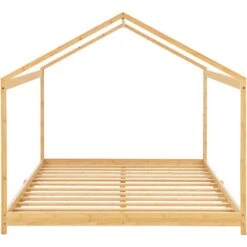 Letto Per Cameretta 'Vindafjord' A Forma Di Casetta Con Zona Di Riposo 120x200 Cm Letto 1 Piazza E Mezza Per Bambini - Bambù Color Naturale [en.casa] -Cameretta Per Bambini 88510090 5