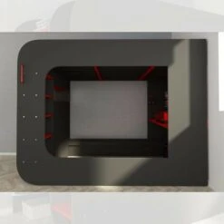 Letto A Soppalco Con Postazione Gamer Antracite Rosso 5000 -Cameretta Per Bambini 88769921 4
