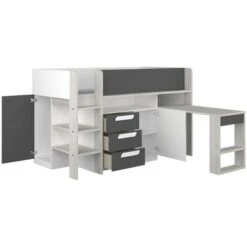 Letto A Soppalco Bianco Antracite Con Scrivania Estraibile 6020 9 Letto A Soppalco Bianco Antracite Con Scrivania Estraibile 6020 -Cameretta Per Bambini 88770506 3