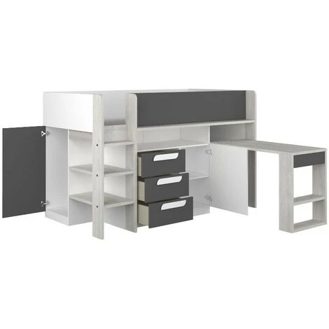 Letto A Soppalco Bianco Antracite Con Scrivania Estraibile 6020 5 Letto A Soppalco Bianco Antracite Con Scrivania Estraibile 6020 - immagine 3