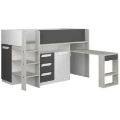 Letto A Soppalco Bianco Antracite Con Scrivania Estraibile 6020 10 Letto A Soppalco Bianco Antracite Con Scrivania Estraibile 6020 -Cameretta Per Bambini 88770506 4