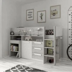 Letto A Soppalco Bianco Antracite Con Scrivania Estraibile 6020 11 Letto A Soppalco Bianco Antracite Con Scrivania Estraibile 6020 -Cameretta Per Bambini 88770506 5