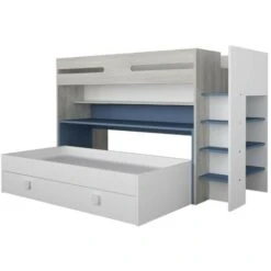 Letto A Castello Bianco Celeste Con Scrivania Estraibile 6070 -Cameretta Per Bambini 88771040 5
