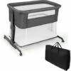 COSTWAY Culla 3 In 1, Culla Pieghevole Con Materasso, 5 Altezze Regolabili, Ruote Bloccabili, Blocchi Di Costruzione E Borsa Per Il Trasporto Per Un Sonno Sicuro, Culla Portatile Per Bambini -Cameretta Per Bambini 88783133 1
