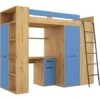 LETTO ARMADIO SCRIVANIA LIBRERIA BAMBINI VERANA P H190x120x236cm BLU ROVERE -Cameretta Per Bambini 89224217 1