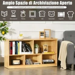GOPLUS Libreria In Legno, Scaffale Multiuso Portaoggetti Per Giocattoli E Libri, Con 5 Cubi, Adatto Per Camera, Salotto, Stanza Dei Giochi E Scuola, 111,5 X 29,5 X 61 Cm -Cameretta Per Bambini 89371335 4