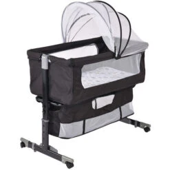 Culla Multifunzionale Regolabile In Altezza 925870-90cm Upgrade (Nero) -Cameretta Per Bambini 89967757 4