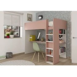 Letto A Soppalco Smith Per Un Bambino Rosa Antico E Bianco Opaco Con Scrivania Rosa Antico E Bianco -Cameretta Per Bambini 90400674 2