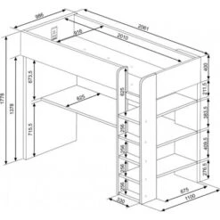 Letto A Soppalco Smith Per Un Bambino Rosa Antico E Bianco Opaco Con Scrivania Rosa Antico E Bianco -Cameretta Per Bambini 90400674 5